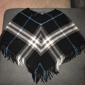 Burberry Black & Blue Nova Check Poncho/Cape